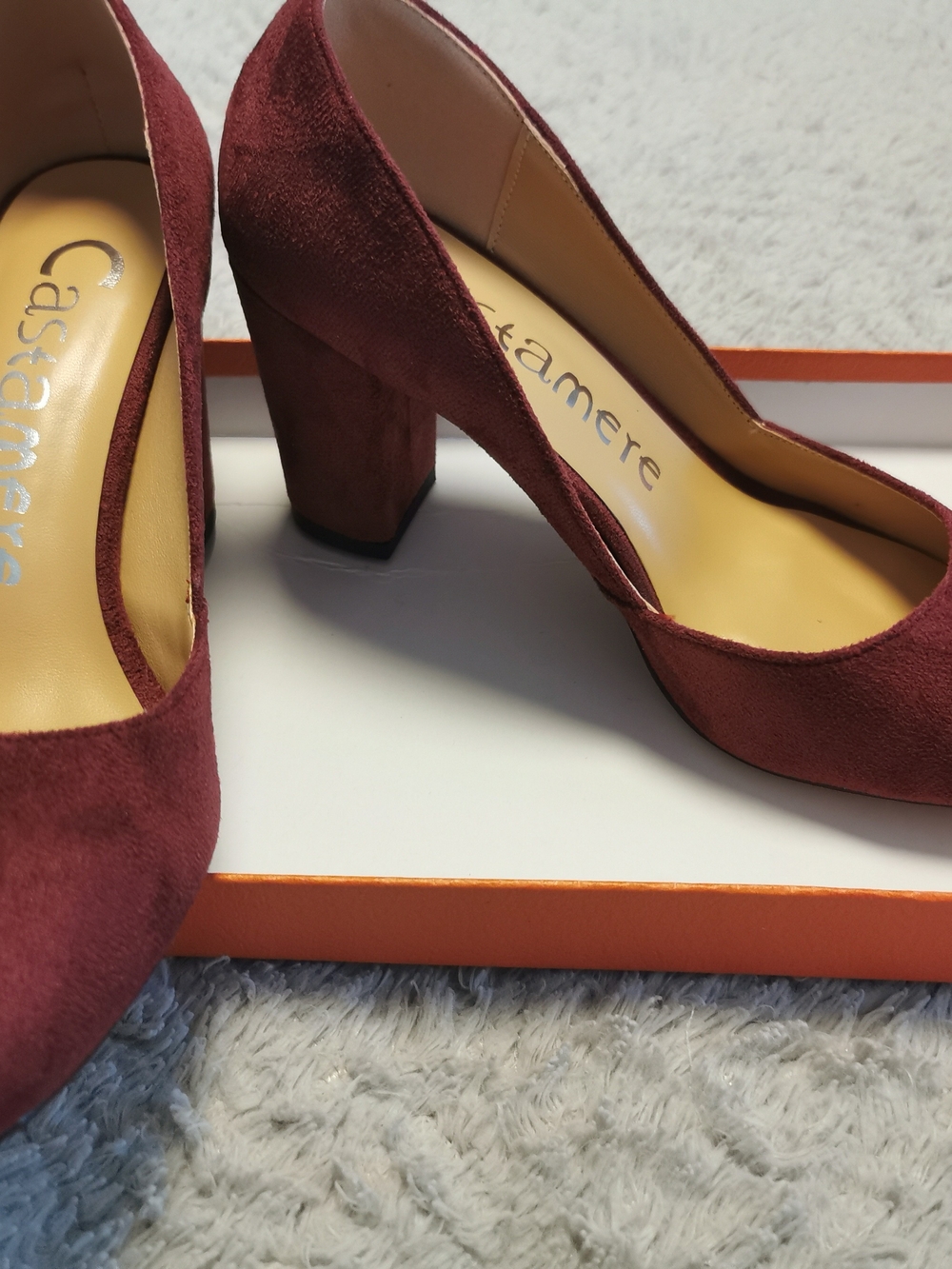 Castaner Burgundy Suede Block Heel Pumps